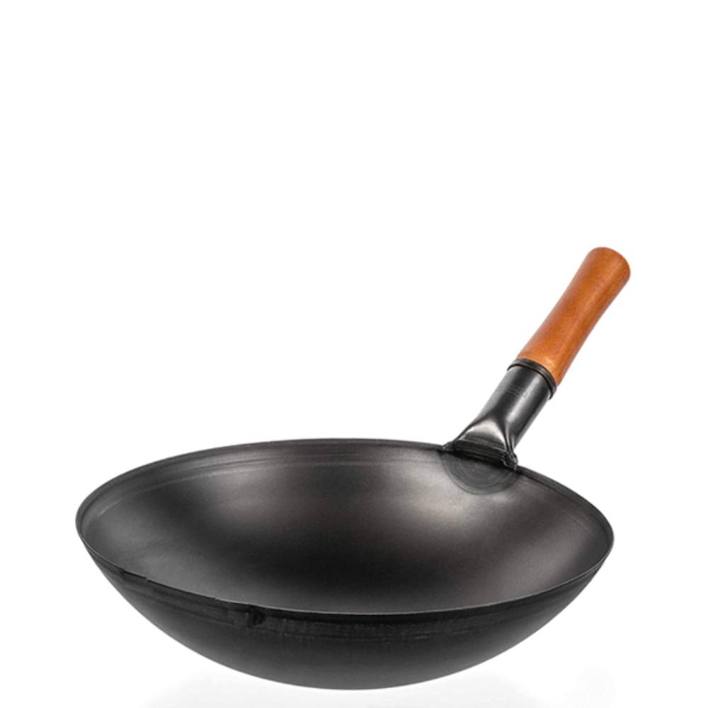 TGN-0243 Τηγάνι Wok Ατσάλινο με Ξύλινη Λαβή 40cm - Image 1